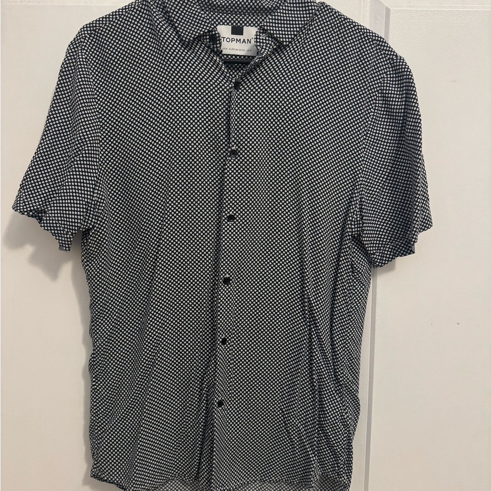 Topman Black and White Casual Button Down Shirt